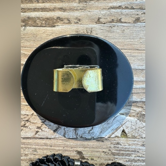 Mosaic Mother of Pearl Black Corded Belt 35” Long Vintage - Picture 4 of 5